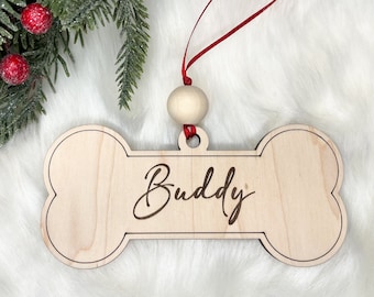 Personalized Dog Christmas Ornament, Dog Ornament, Dog Bone Ornament, Christmas Pet Ornament, Holiday Gift Dog Lover, Dog Gift, Stocking tag