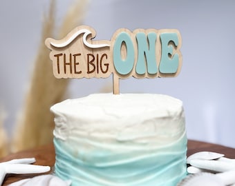 The Big One Wave Birthday Themed Cake Topper, Beach Themed Cake Topper, Surf Themed Birthday First Birthday Cake Topper, Wave Cake Topper