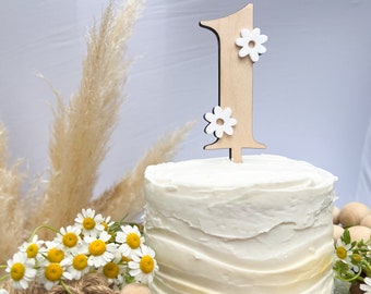 Daisy Cake Topper Flower | Daisy Birthday Party Decor, Custom Personalized Name, Retro Groovy Birthday, 1st birthday, Boho first birthday