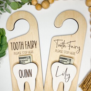 Tooth Fairy Door Hanging, Custom Name Tooth Fairy Pick Up, Personalized kids tooth fairy sign, Money Holder, Boho, Kids Room Decor, Tooth image 8