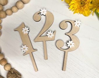 Daisy Cake Topper Flower | Daisy Birthday Party Decor, Custom Personalized Name, Retro Groovy Birthday, 1st birthday, Boho first birthday