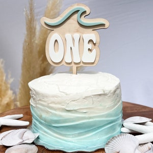 The Big One Wave Birthday Themed Cake Topper, Beach Themed Cake Topper, Surf Themed Birthday First Birthday Cake Topper, Wave Cake Topper