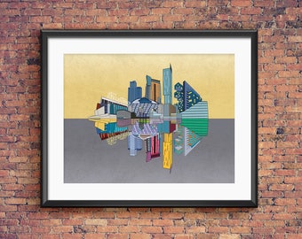 A4 Nattliv Manchester Skyline Tryck