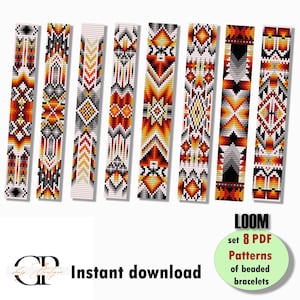 Set of 8 PDF Patterns – LOOM Beaded Bracelets "Bright Moments". A collection of vibrant beadwork designs with stylish patterns.