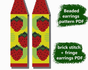 Strawberry Jam Beaded Earrings Pattern: Brick Stitch Fringe (PDF)