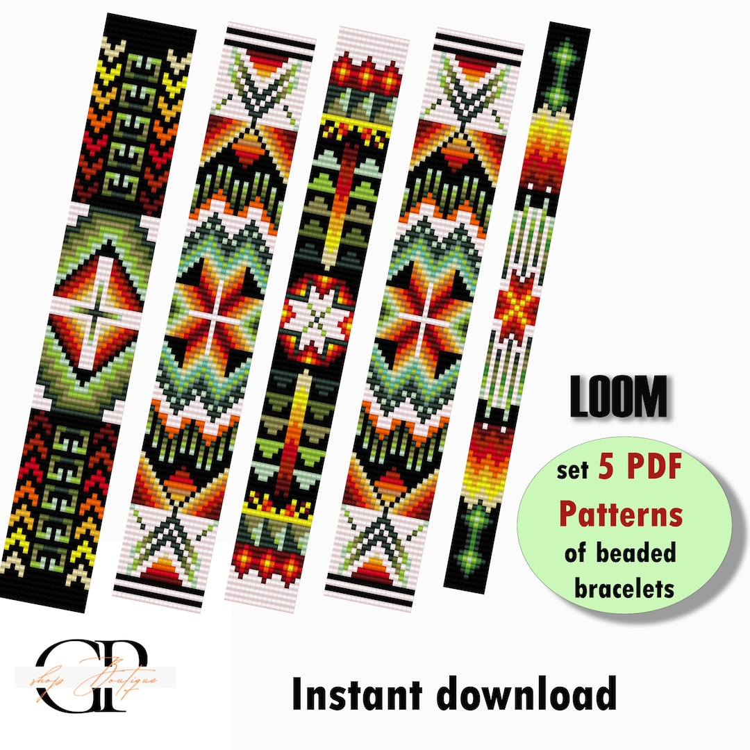 Beaded Bracelet Loom Patterns: Local Style Set of 5 (PDF Download) - Etsy