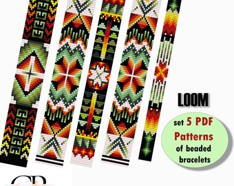 Beaded Bracelet Loom Patterns: Local Style Set of 5 (PDF Download)