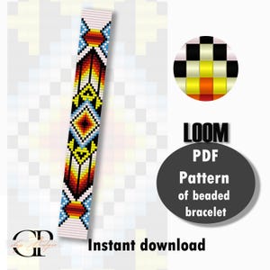PDF-patroon – LOOM-kralenarmband "Wild Flower" Kralenarmband met unieke kleurencombinatie pdf-patroon, Miyuki Delica 11/0-kralen