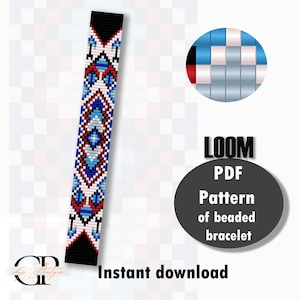PDF-patroon– LOOM-kralenarmband 'Wild Flower' Kralenarmband in ingetogen kleuren en eenvoudige uitvoering pdf-patroon, Miyuki Delica 11/0-kralen