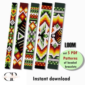 A  set of 5 PDF patterns &quot;Magic of Being&quot; for creating LOOM bracelets Miyuki Delica 11/0 beads. A collection patterns beaded bracelets.