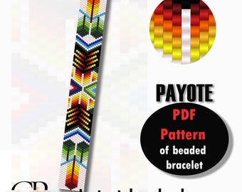 Patron PDF – Bracelet de perles de peyotl « Pierre de couleur ». Motif de bracelet de perles unique et élégant avec un design inégalé