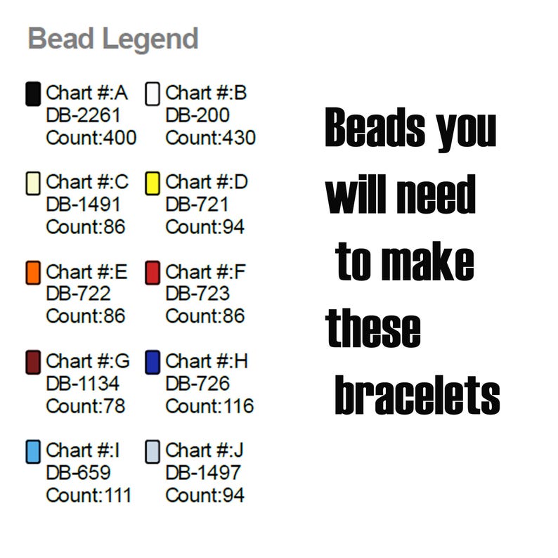 Bead List.pdf Set of 8 PDF Patterns – LOOM Beaded Bracelets