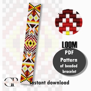 PDF Pattern – LOOM Beaded Bracelet &quot;Sun Weave&quot; Pdf pattern of a unique bright wide bracelet Easy to create, Miyuki Delica 11/0 beads