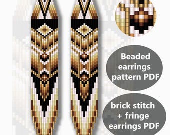Beaded Earrings Pattern: Desert Whisper Brick Stitch Fringe (PDF Pattern)
