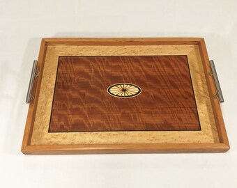 Exotic Wood Inlay/Marquetry Tray - approx. 14" x 20"