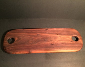 Long Walnut Charcuterie/Serving/Cheese/Cutting Board with Double Handle and Exotic Sapwood on one Edge - 21 x 7 x 3/4