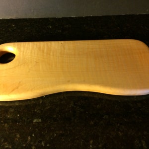 Maple Cheese/Serving/Cutting Board with Wild Tiger Curly Grain - Delicate Yet Substantial. 15.5&quot; x 6&quot; x 1&quot;