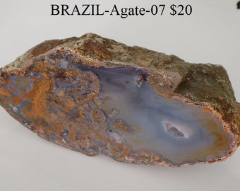 Agate Slice Natural Stone Lapidary Slab Brazilian Agate Rough Slab for Finishing