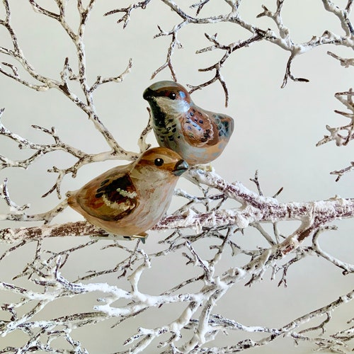 Cardinal Clipon Tree Ornaments Red Velvet & Feathers Etsy