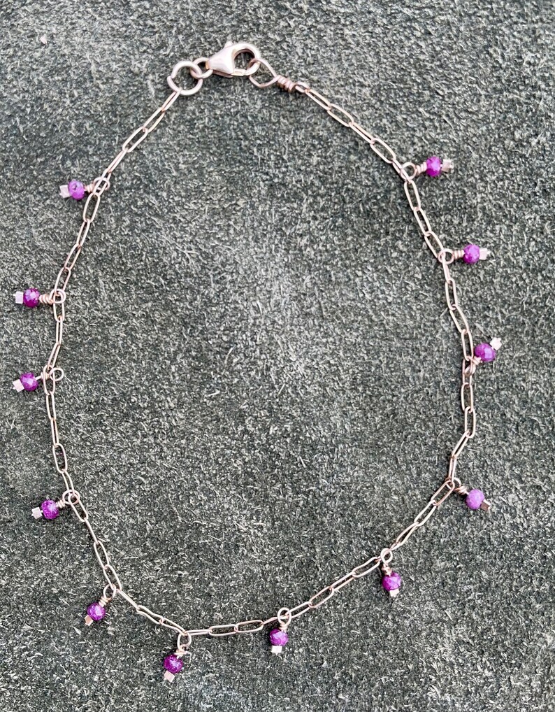 Gold & Ruby Anklet Etsy