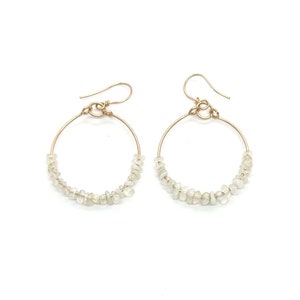 Rainbow Moonstone Hoops
