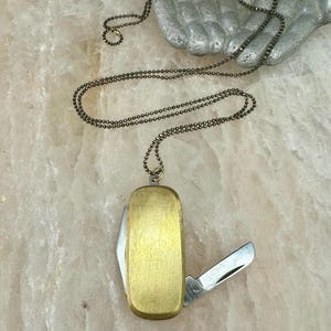 Vintage Brass Knife Necklace