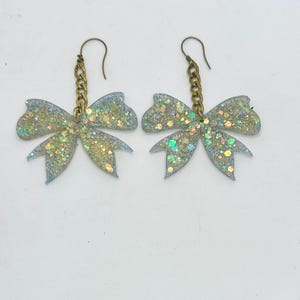 Blue Sparkle Bow Earrings