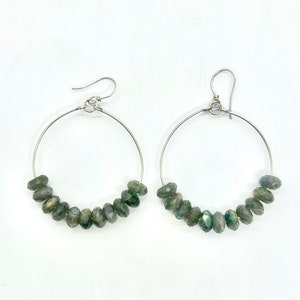 Flashy Labradorite Hoops