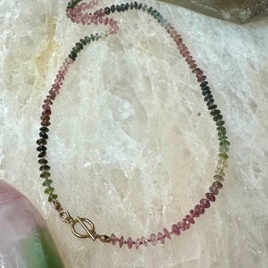 Watermelon Tourmaline Knotted Necklace