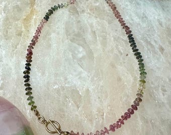 Watermelon Tourmaline Knotted Necklace