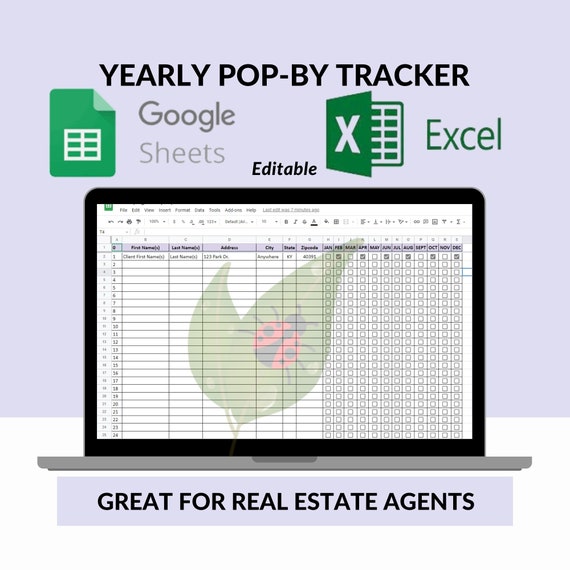Pop By Tracker Google Sheets Template Real Estate Marketing Etsy Finland