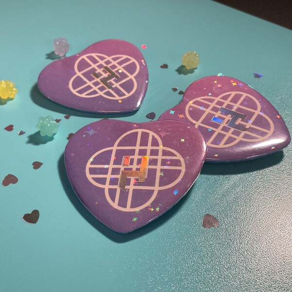 Holographic Huntrix Heart Button