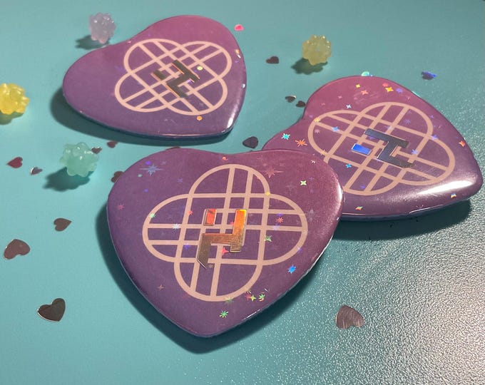 Holographic Huntrix Heart Button