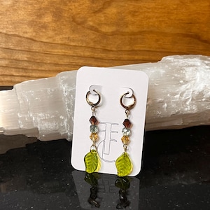 Green Leaf Dangle Earrings
