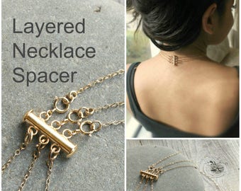 Layered necklace spacer clasp, gold, silver or Rose gold, no more tangle, no more mess. detangling, detangled, Layering magic!