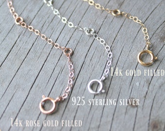 Necklace Extension chain, extender chain, 14k gold filled, 925 sterling silver, 14k Rose gold filled, add to your necklace, bracelet, anklet