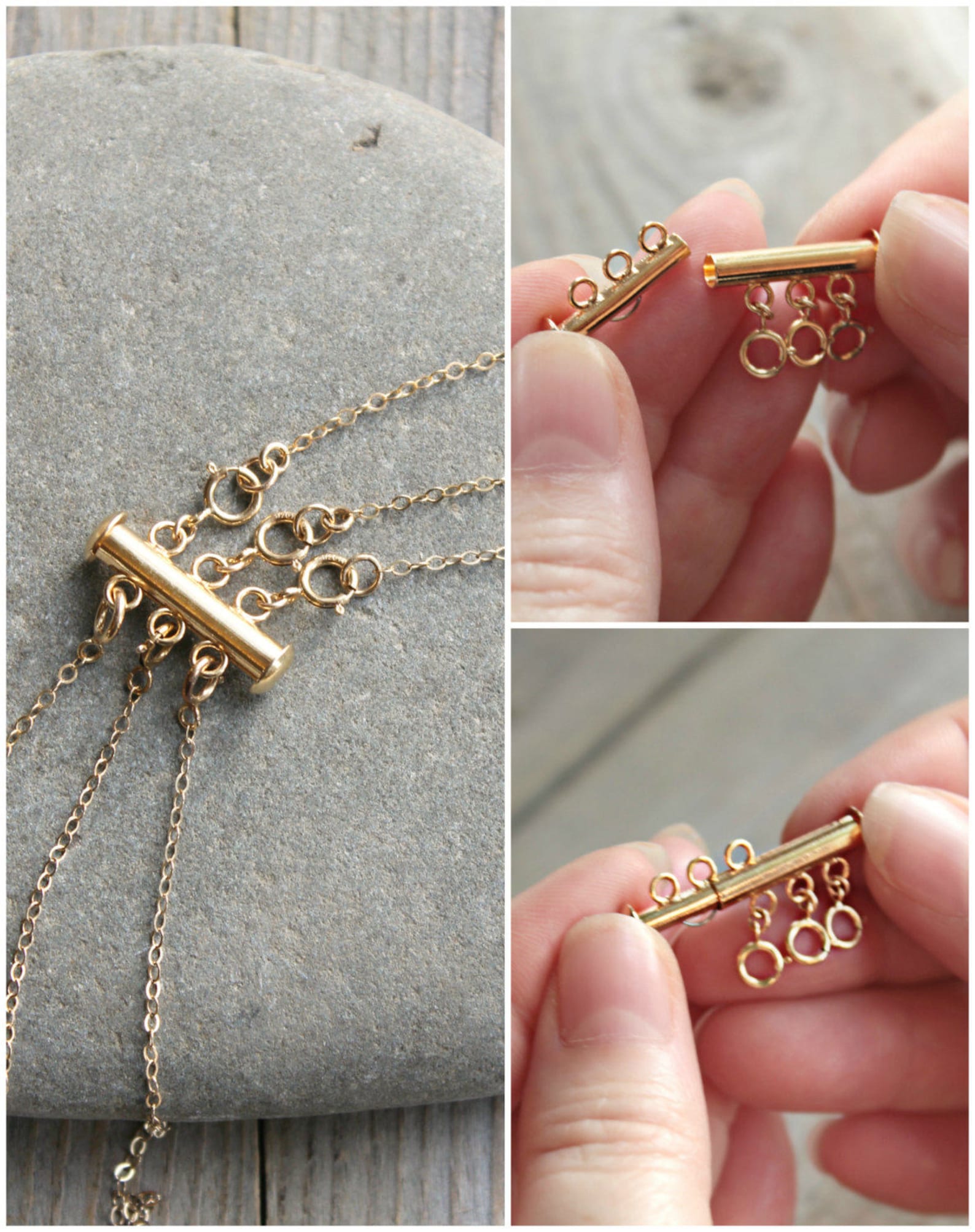 Layered Necklace Spacer Clasp Gold Silver or Rose Gold No Etsy