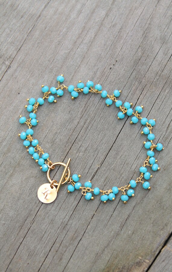 Lucy Gemstone Beaded Charm Necklace Base in Turquoise main image 0