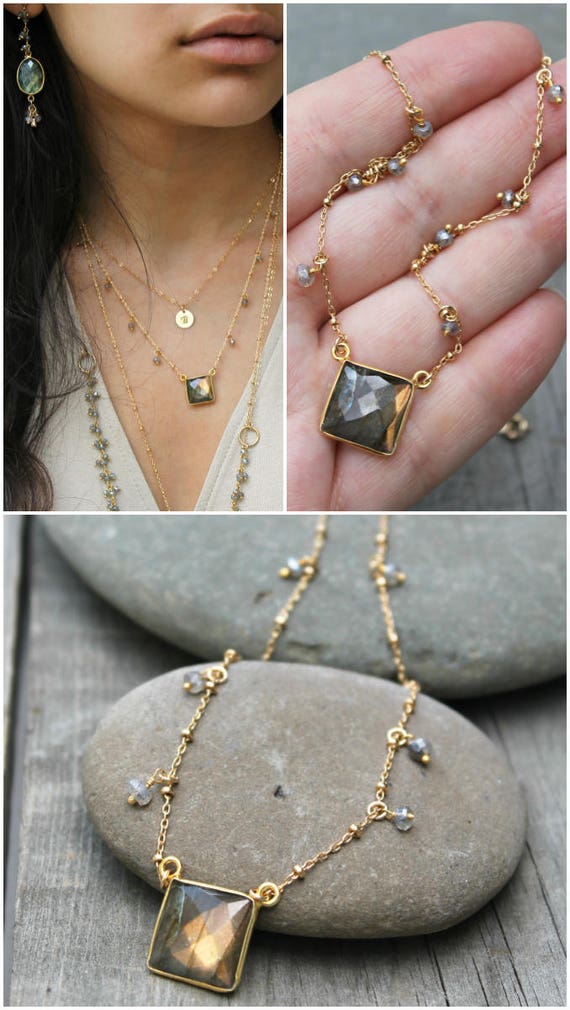 14K gold filled  Labradorite Labradorite infinity ring design choker necklace