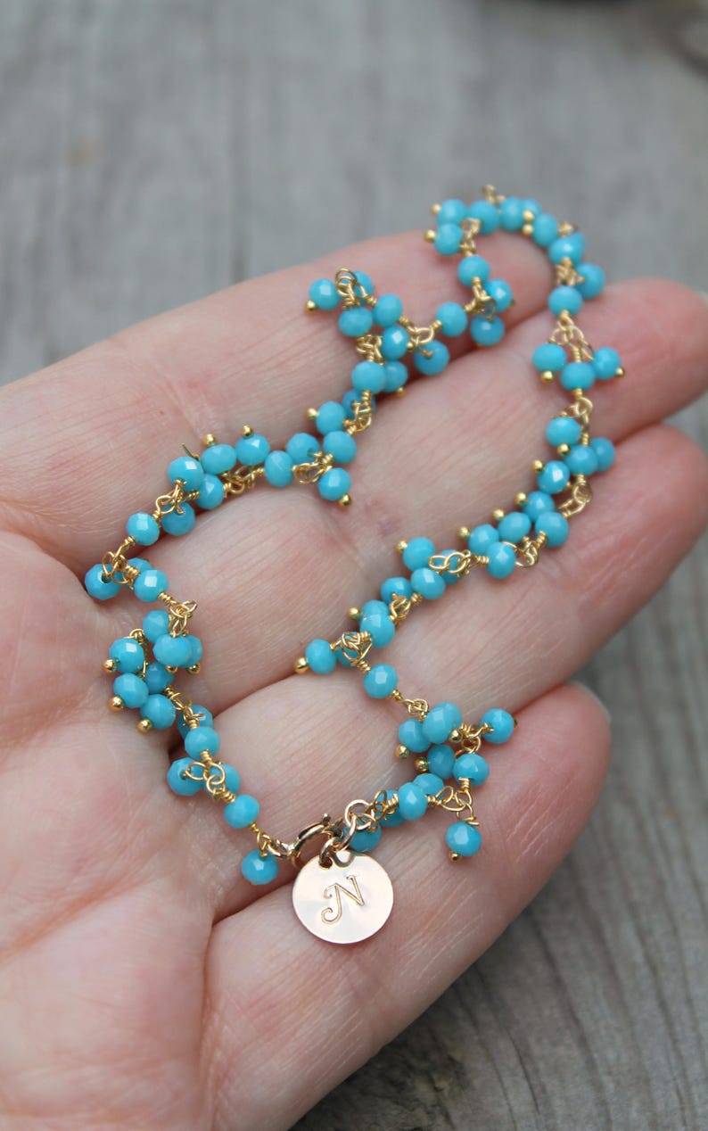 Turquoise anklet ankle bracelet beaded foot chain 14k gold Etsy
