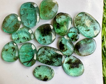 Natural Zambian Emerald Rose cut 15Pcs Lot. faceted emerald loose gemstone. emerald cabochon. Emerald rosecuts for making jewellery #45