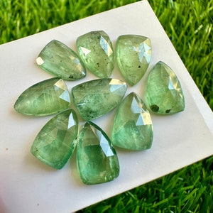 Natural Mint Green Kyanite Rose Cut 10Pcs lot - Faceted Green Kyanite Cabochon - 8x12MM Green Kyanite Rose Cut Gemstone For Jewellry Making