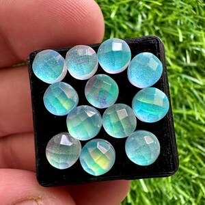 6 mm Aurora Opal Doublette Rund Rose Cut Lose Edelstein - Facettierte Aurora Opal Cabochons - Aurora Opal 6 mm Rund Rose Cut für die Herstellung von Schmuck.