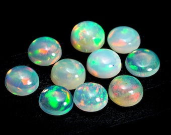 Natural Ethiopian Welo Fire Opal Cabochon Loose Gemstone 6mm Round 10Pcs Lot. fire Opal 6mm Round Cabochons. 6mm opal Round Cabochons #WL3