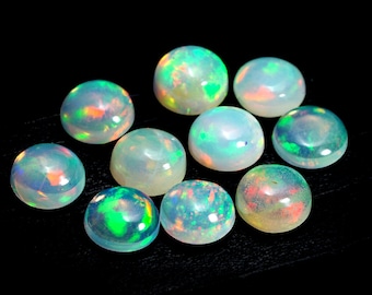 Cabujón de ópalo de fuego etíope natural Welo de 6 mm, redondo (10 unidades)