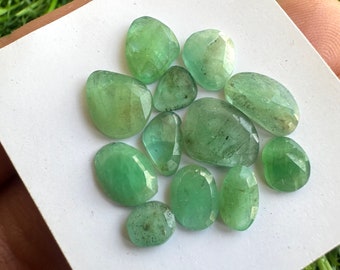 Natural Zambian Emerald Rose cut 12Pcs Lot. faceted emerald loose gemstone. emerald cabochon. Emerald rosecuts for making jewellery #56