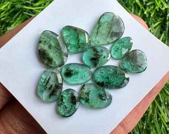 Natural Zambian Emerald Rose cut 11Pcs Lot. faceted emerald loose gemstone. emerald cabochon. Emerald rosecuts for making jewellery #54