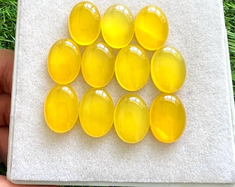 Mango Chalcedony Oval Cabochons Lot (13x18mm) - Yellow Gemstone