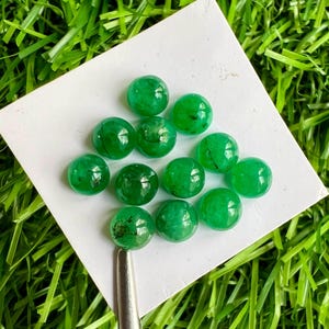 Natural Emerald 4.5mm Round Cabochons 12Pcs Lot. Zambian Emerald Gemstone Cabochons. Emerald Round Cabochons Lot. Green Emerald Round. #29