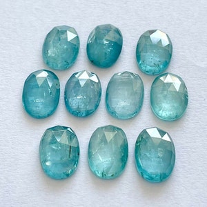 Natural Icy Blue Kyanite Rose Cut 10Pcs Lot - 8x12MM Oval Icy Blue Kyanite Rose Cut - Blue Kyanite Rose Cut Gemstone For Jewellery Making